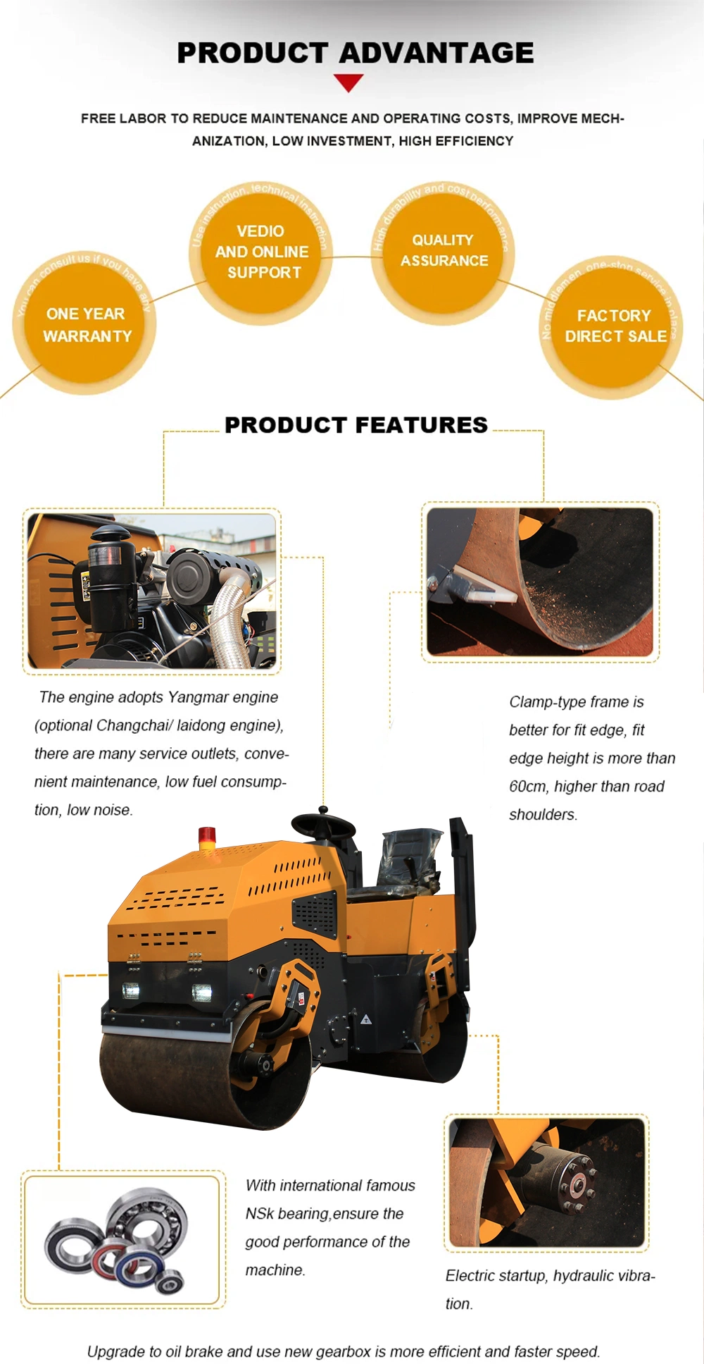 1 Ton Earth Ride Vibratory Asphalt Road Roller